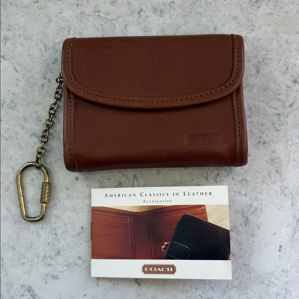 Coach 1995 Multifunction wallet /coin wallet/key clip wallet British Tan #7219